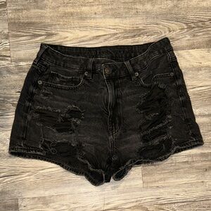 American Eagle Outfitters Black Ripped Jean Shorts